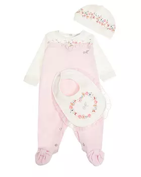 Комплект: комбинезон, шапка и слюнявчик, розовый Monnalisa детский