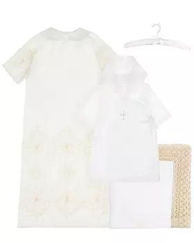 Комплект: платье и пеленка, бежевое кружево Wings Atelier