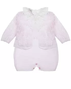 Комплект: полукомбинезон, блуза и кардиган, розовый Marlu