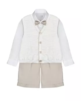 Комплект: рубашка, жилет, бермуды и бабочка, бежевый Baby A
