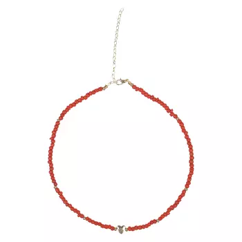 Коралловое колье с бусиной I Love Cameo