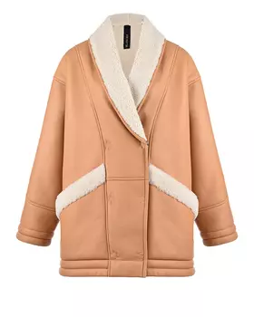 Коричневая двубортная куртка из овчины Blancha