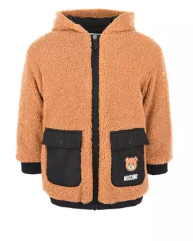 Коричневая куртка с накладными карманами Moschino детская