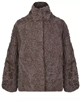 Коричневая шуба с кудрявым мехом Ploomle