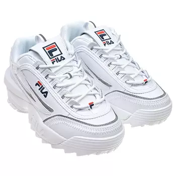 Кожаные кроссовки с серым кантом FILA детские