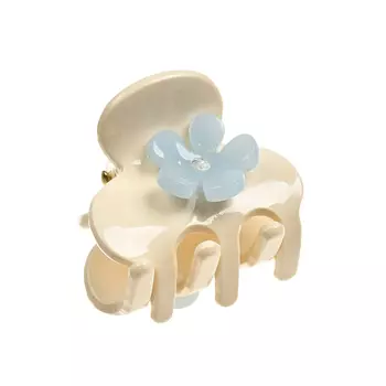 Крабик для волос с синим цветочком, светло-бежевый Tais детский