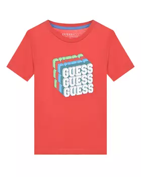 Красная футболка с многослойным лого Guess детская