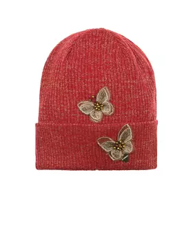 Красная шапка с аппликацией "бабочки" Il Trenino детская