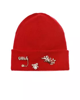 Красная шапка с брошками Regina детская