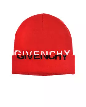 Красная шапка с черно-белым логотипом Givenchy детская