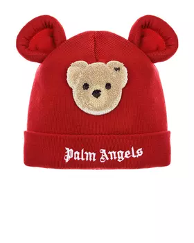Красная шапка с декоративными ушками Palm Angels детская