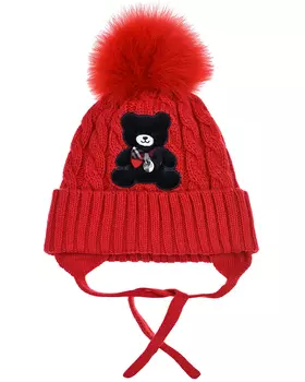 Красная шапка с декором "Мишка" Chobi детская