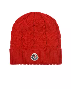 Красная шапка с косами Moncler детская
