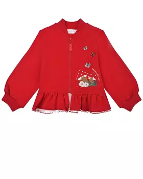 Красная спортивная куртка с оборкой Monnalisa детская