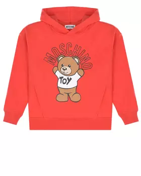 Красная толстовка-худи с принтом "медвежонок" Moschino детская