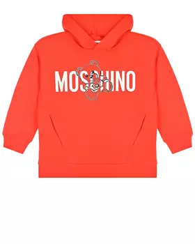 Красная толстовка-худи с принтом "медвежонок" Moschino детская