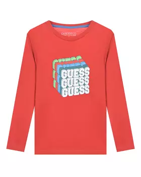 Красная толстовка с многослойным лого Guess детская