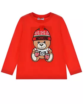 Красная толстовка с принтом "медвежонок" Moschino детская