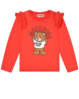 Красная толстовка с рюшами Moschino детская