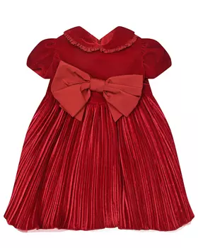 Красное бархатное платье с бантом Monnalisa детское