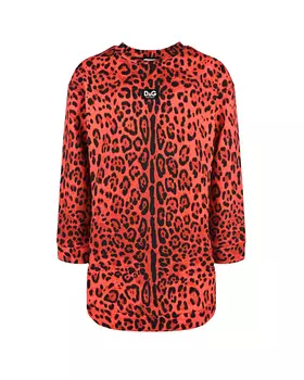 Красное платье с леопардовым принтом Dolce&amp;Gabbana детское