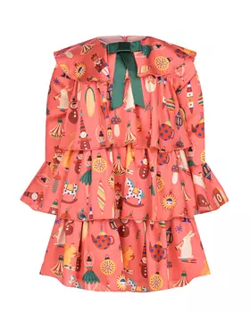 Красное платье с принтом "Новогодние игрушки" Eirene детское