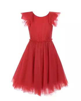 Красное платье со стразами Monnalisa детское