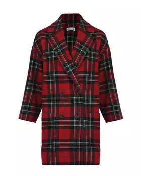 Красное шерстяное пальто в клетку Red Valentino