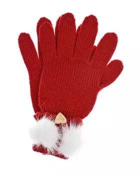 Красные перчатки с белыми помпонами Il Trenino детские