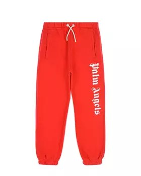 Красные спортивные брюки с белым логотипом Palm Angels детские