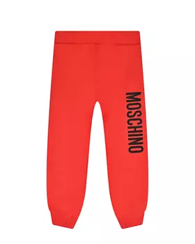 Красные спортивные брюки с вертикальным лого Moschino детские