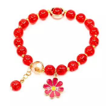 Красный браслет с цветком Tais детский