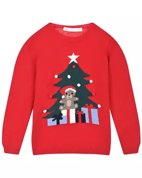 Красный джемпер с декором "елка" Per te детский