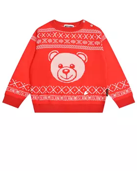 Красный джемпер со скандинавским орнаментом Moschino детский
