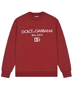 Красный свитшот с белым лого Dolce&amp;Gabbana детский