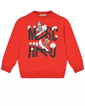 Красный свитшот с принтом "медвежата" Moschino детский