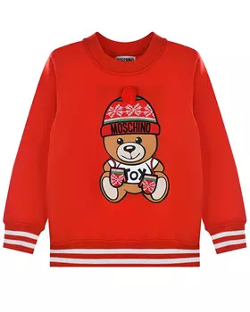 Красный свитшот с принтом "медвежонок" Moschino детский