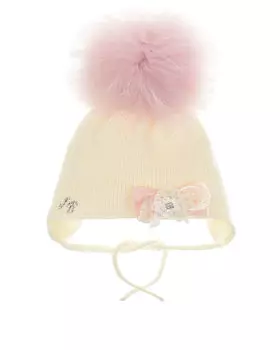 Кремовая шапка с бантиком Joli Bebe детская