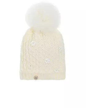 Кремовая шапка с цветами и стразами Joli Bebe детская