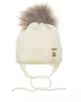 Кремовая шапка с нашивкой "мишка" Il Trenino детская