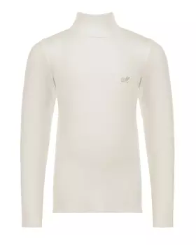 Кремовая водолазка с логотипом из страз Monnalisa детская