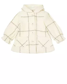 Кремовое пальто в крупную клетку Monnalisa детское