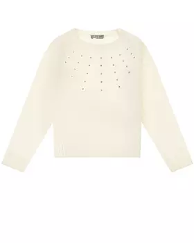Кремовый джемпер со стразами IL Gufo детский