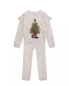 Кремовый спортивный костюм с новогодним принтом Eirene
