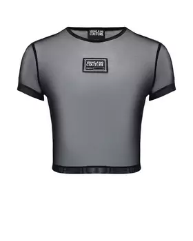 Кроп-топ сеткой с лого Versace Jeans Couture