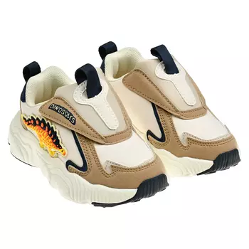 Кроссовки с декором "динозавр", бежевые DINOSOLES