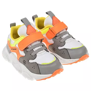 Кроссовки с оранжевыми застежками велкро Flower Mountain детские