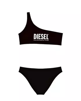 Купальник раздельный черный, топ на одной бретельке Diesel