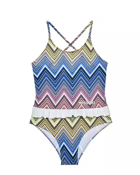 Купальник с геометрическим принтом и рюшами на поясе Missoni