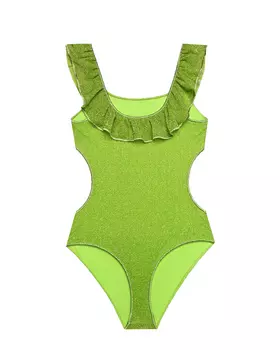 Купальник с открытой спиной и рюшами, зеленый Oseree